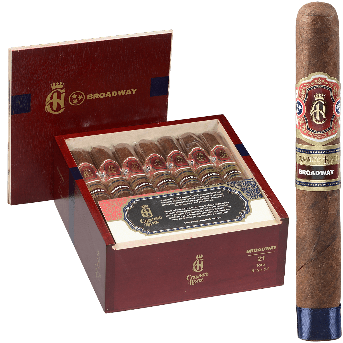 Crowned Heads Broadway Toro 21 Ct. Box 6.50X54