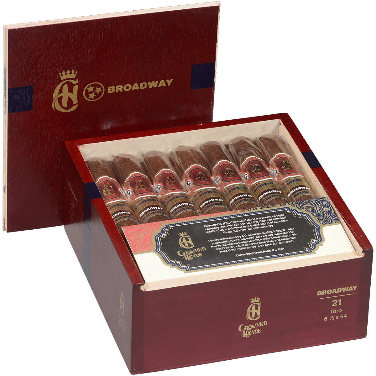 Crowned Heads Broadway Toro 21 Ct. Box 6.50X54