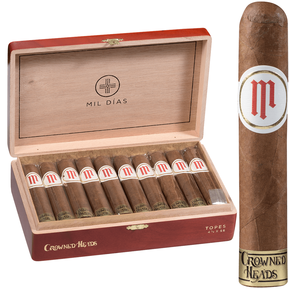 Crowned Heads Mil Dias Topes (Pig Tail) 20 Ct. Box 4.875X57