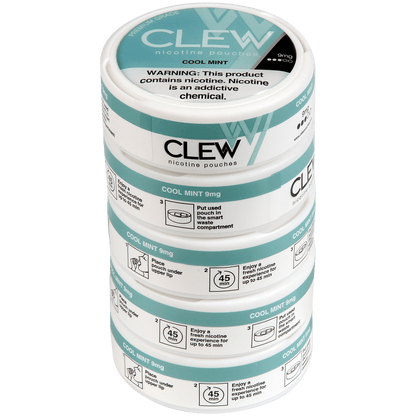 Clew Nicotine Pouches Cool Mint 9 Mg 1/5 Tins