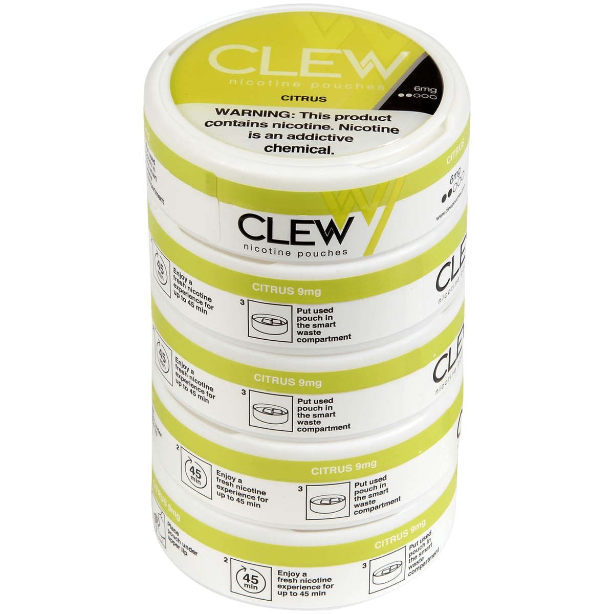 Clew Nicotine Pouches Citrus 6 Mg 1/5 Tins