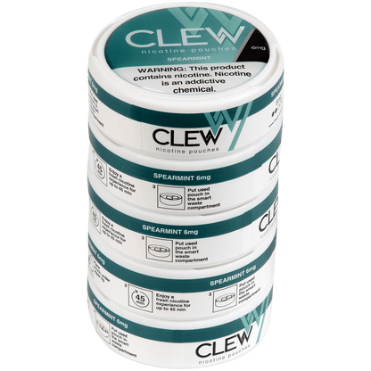 Clew Nicotine Pouches Spearmint 6 Mg 1/5 Tins