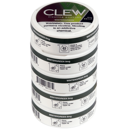 Clew Nicotine Pouches Wintergreen 6 Mg 1/5 Tins