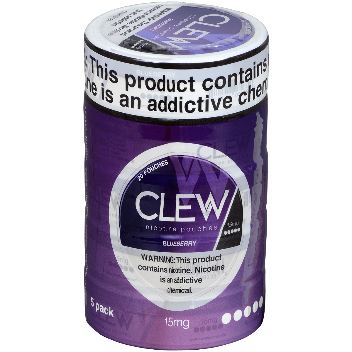 Clew Nicotine Pouches Blueberry 15Mg 1/5 Tins