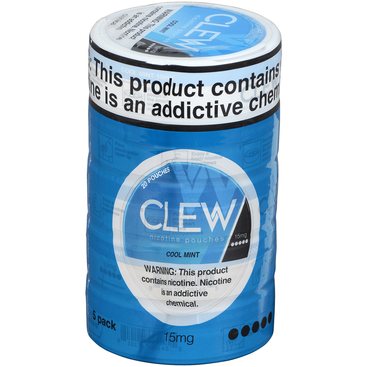 Clew Nicotine Pouches Cool Mint 15Mg 1/5 Tins