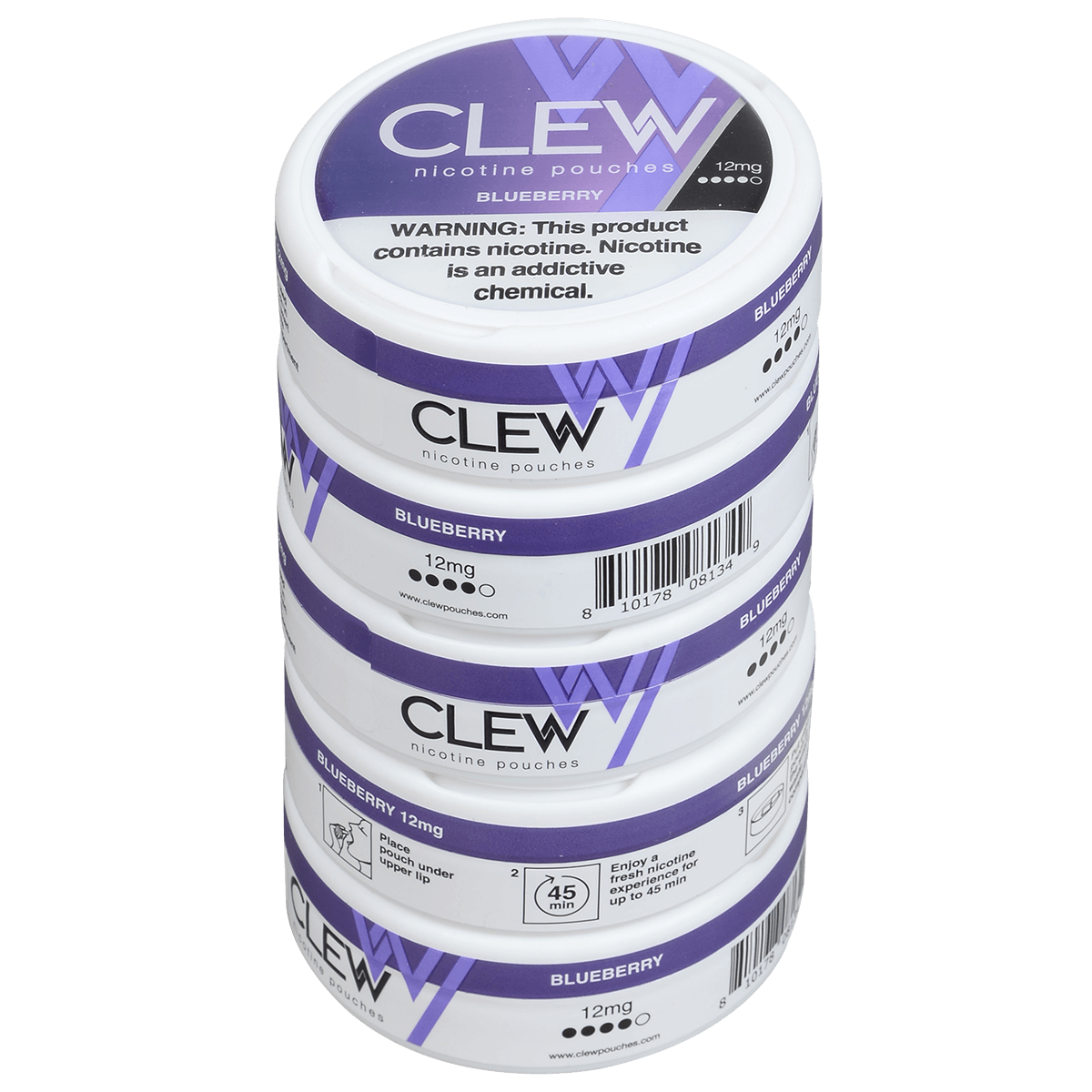 Clew Nicotine Pouches Blueberry 12 Mg 1/5 Tins