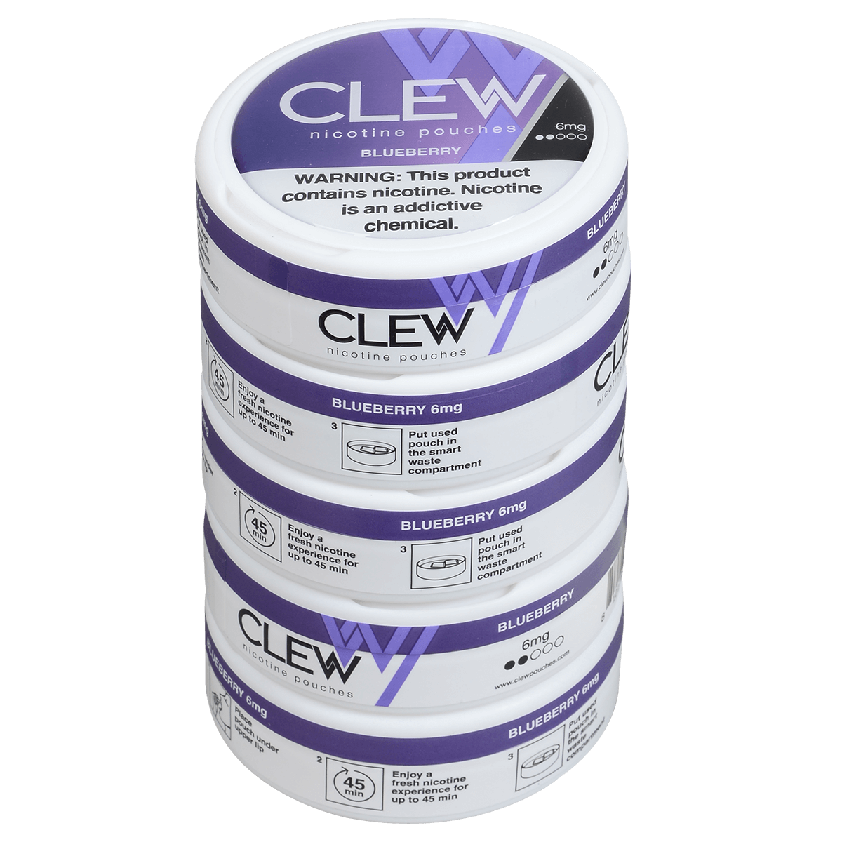 Clew Nicotine Pouches Blueberry 6 Mg 1/5 Tins