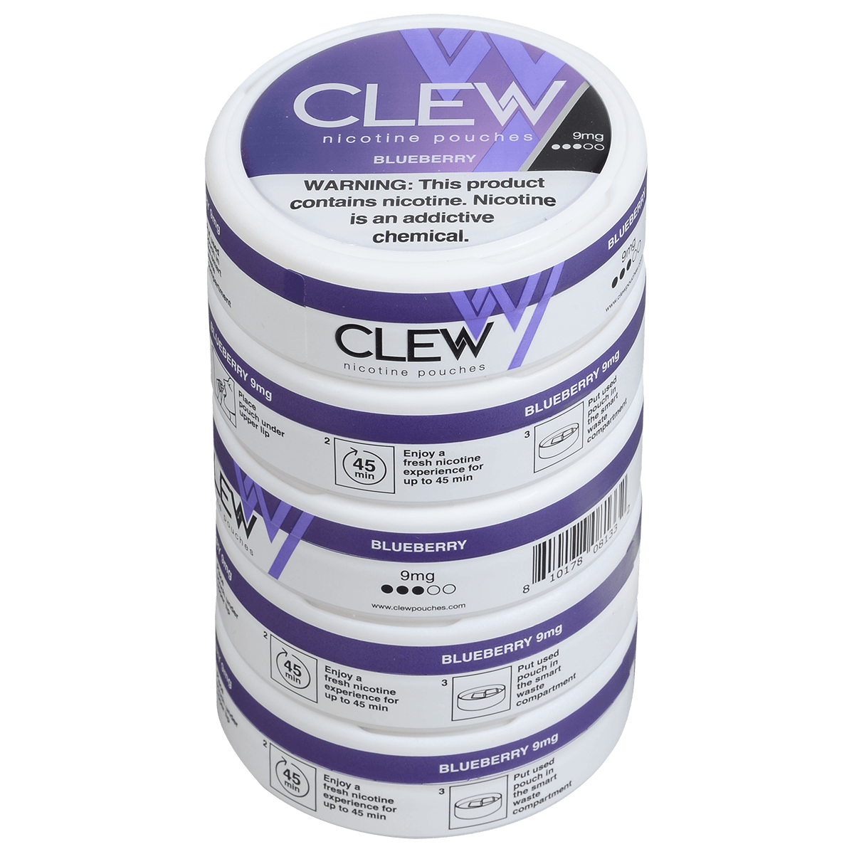 Clew Nicotine Pouches Blueberry 9 Mg 1/5 Tins