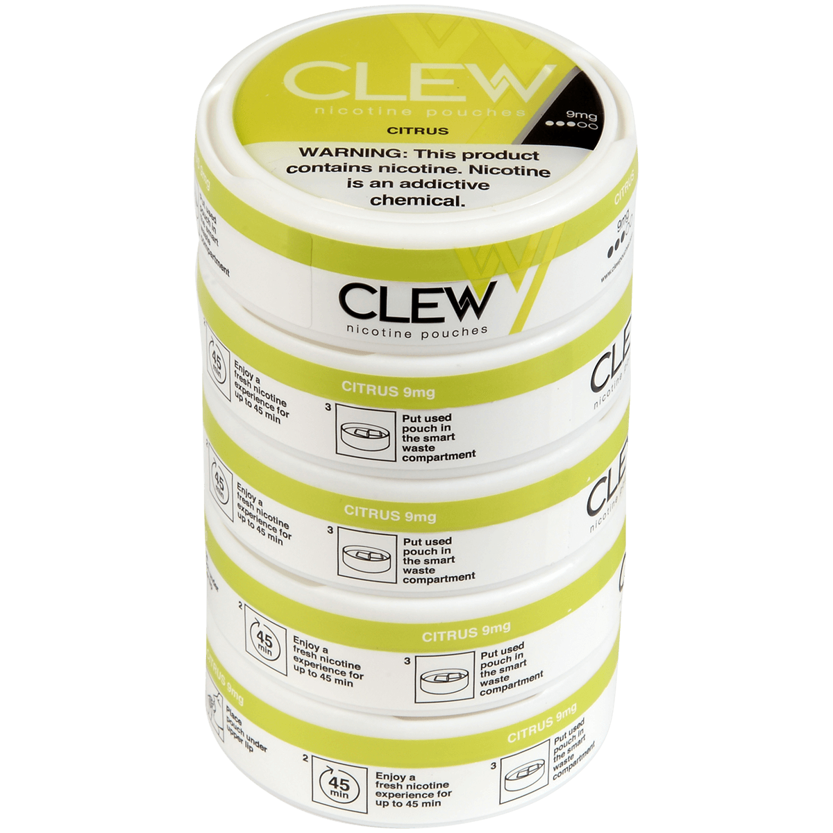 Clew Nicotine Pouches Citrus 9 Mg 1/5 Tins