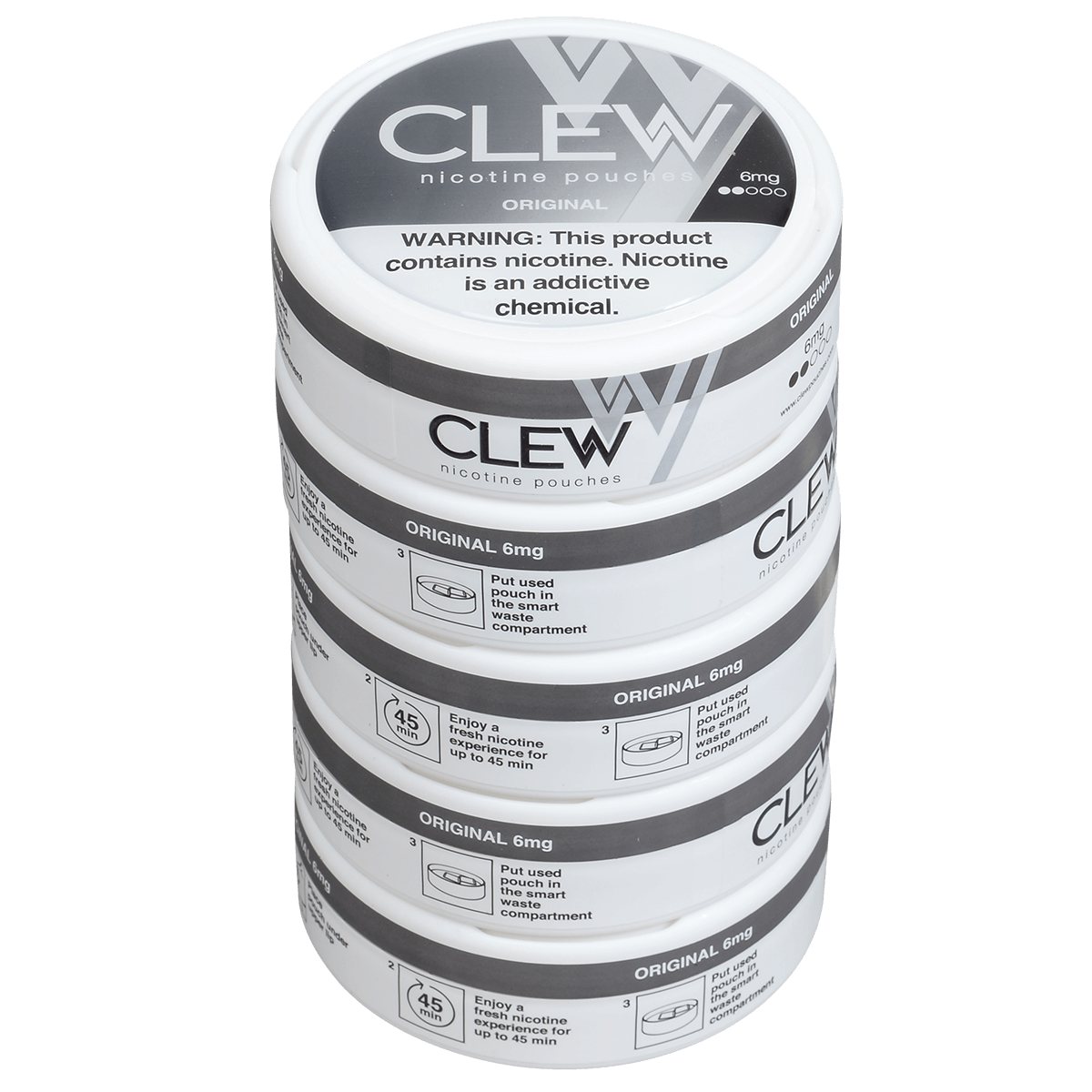 Clew Nicotine Pouches Original 6 Mg 1/5 Tins