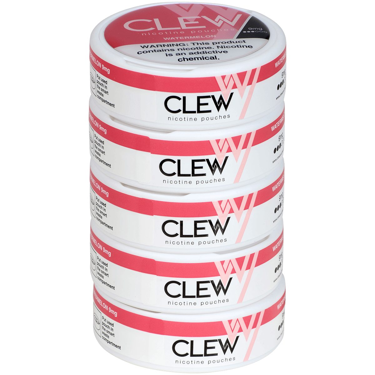 Clew Nicotine Pouches Watermelon 9 Mg 1/5 Tins