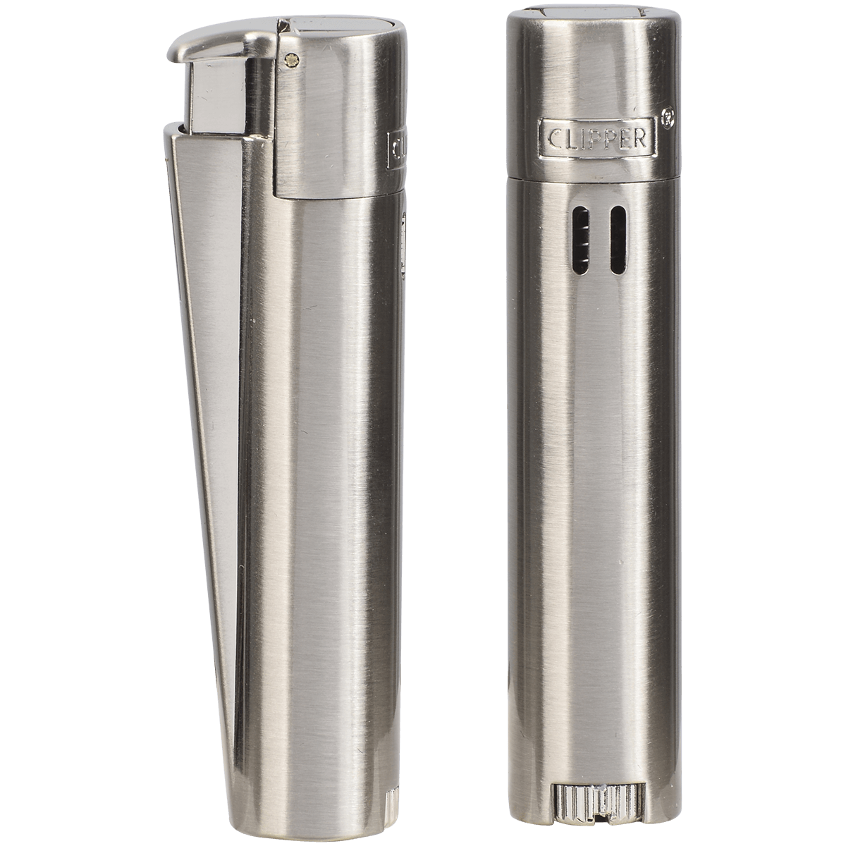 Clipper Electronic Jet Lighter Silver Metal 12Ct Tray