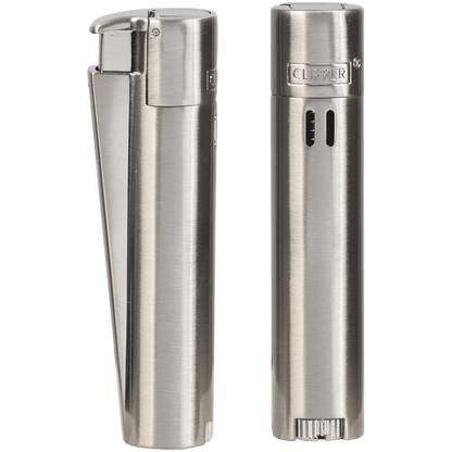 Clipper Electronic Jet Lighter Silver Metal 12Ct Tray