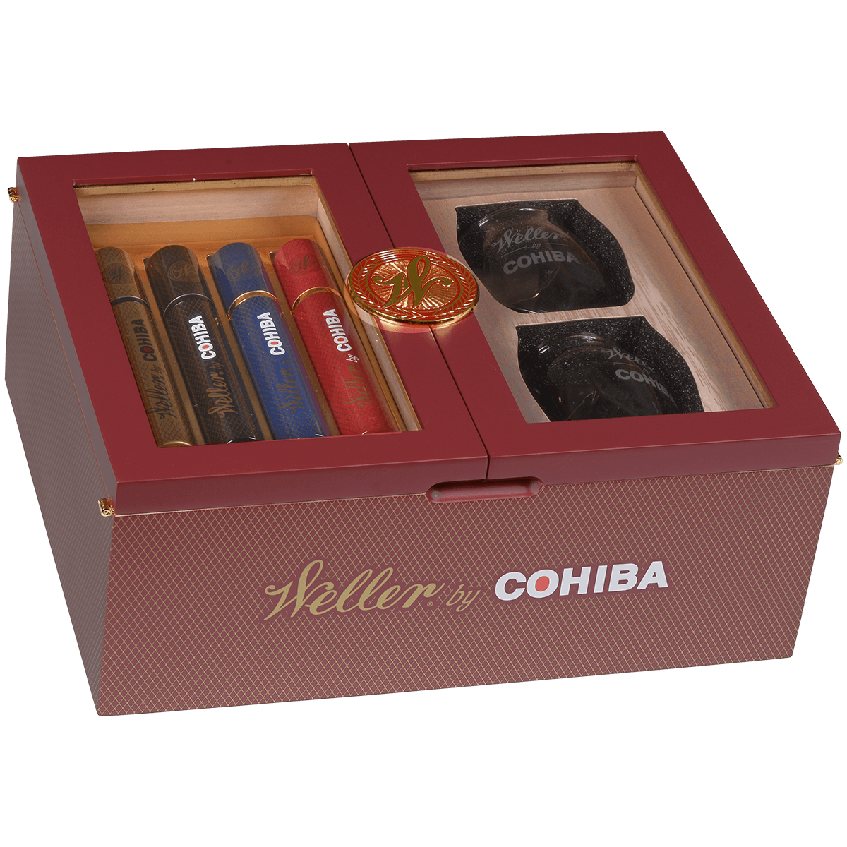 Limited Edition 2025 Weller By Cohiba Toro Travel Humidor With Whiskey Glass Set 4 Ct.