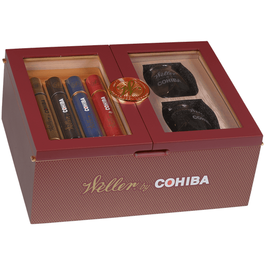 Limited Edition 2025 Weller By Cohiba Toro Travel Humidor With Whiskey Glass Set 4 Ct.