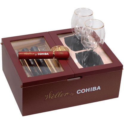 Limited Edition 2025 Weller By Cohiba Toro Travel Humidor With Whiskey Glass Set 4 Ct.