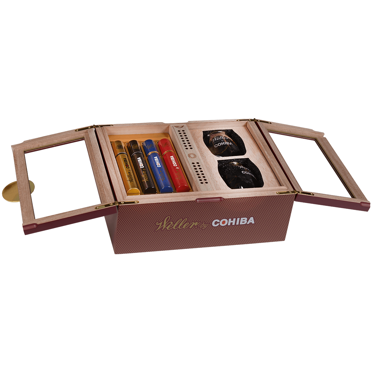 Limited Edition 2025 Weller By Cohiba Toro Travel Humidor With Whiskey Glass Set 4 Ct.