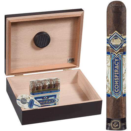 Conspiracy Robusto Ecuador Connecticut 20 Ct Box In Travel Humidor With Xikar Cutter Gift Set