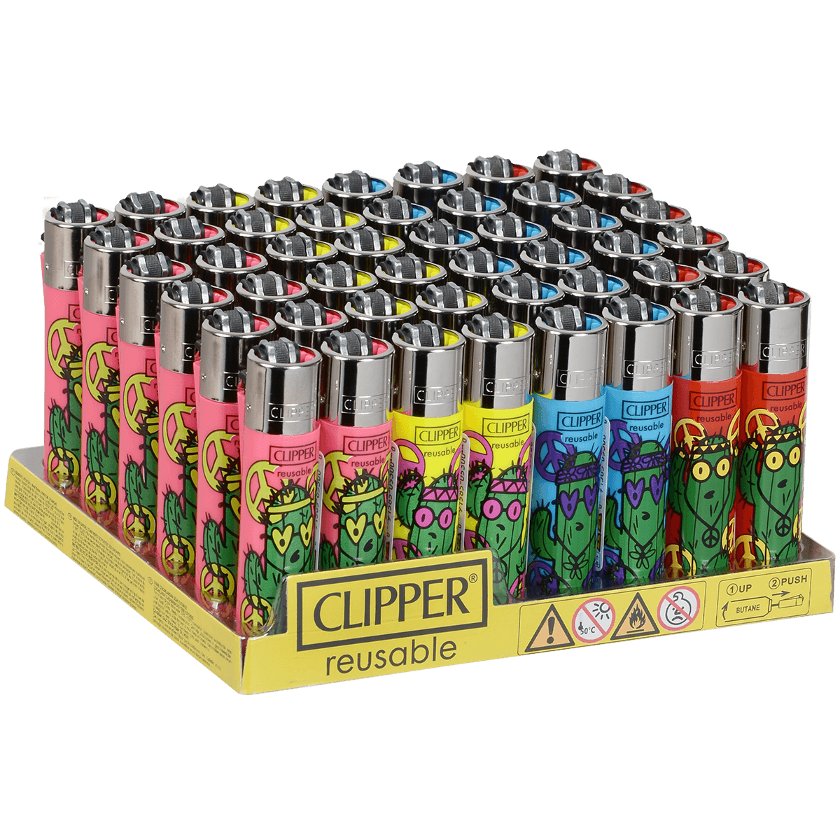 Clipper Cp11 Hippie Cactus Lighters 48Ct Tray