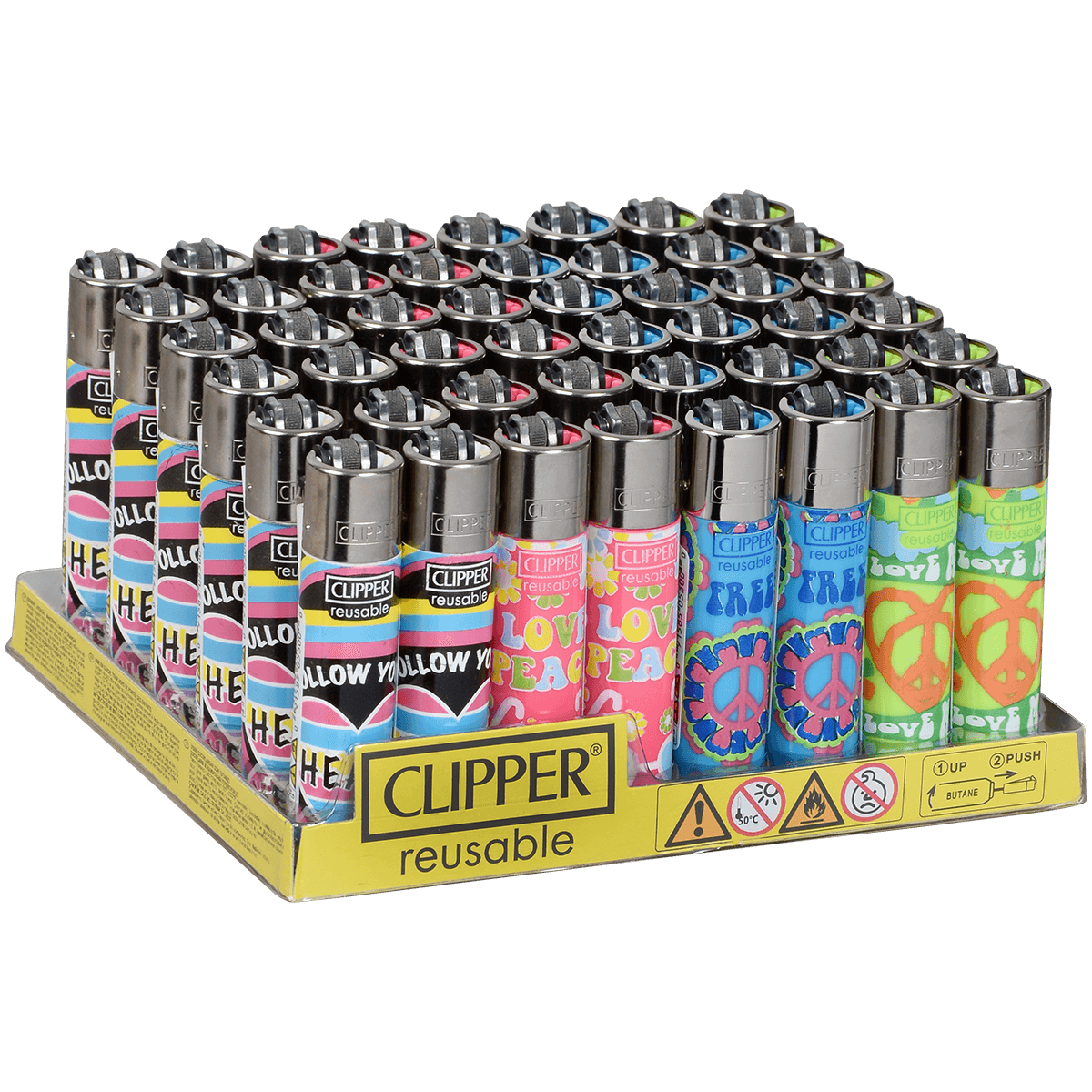 Clipper Cp11 60S Psychedlic Lighters 48Ct Tray