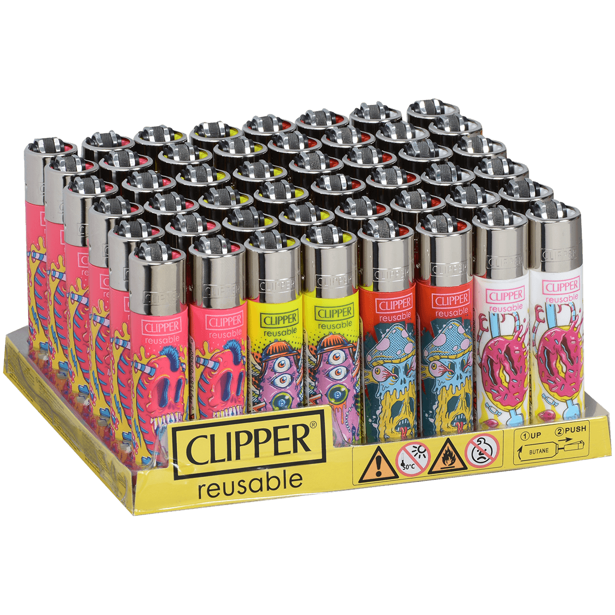 Clipper Cp11 Psyko Monsters Lighters 48Ct Tray