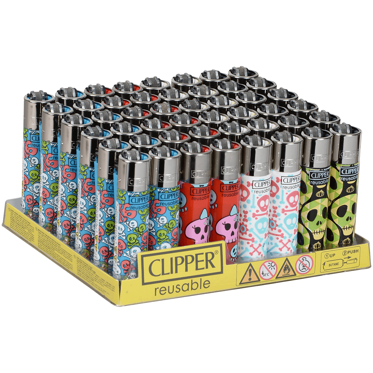 Clipper Cp11 Back To Skulls 2 Lighters 48Ct Tray