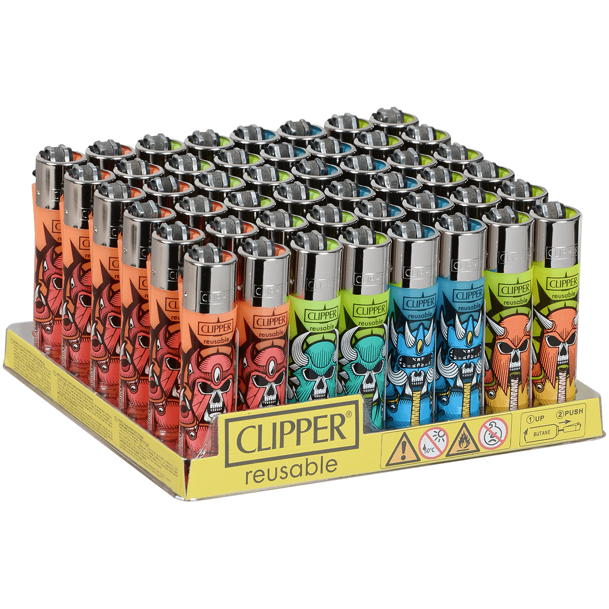 Clipper Cp11 Skulls Mix 1 Lighters 48Ct Tray