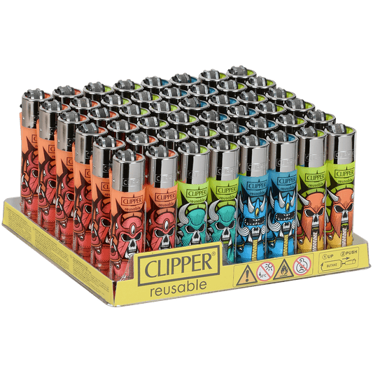 Clipper Cp11 Skulls Mix 1 Lighters 48Ct Tray