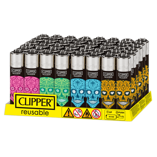 Clipper 11 Sugar Skulls Lighters 48Ct Tray
