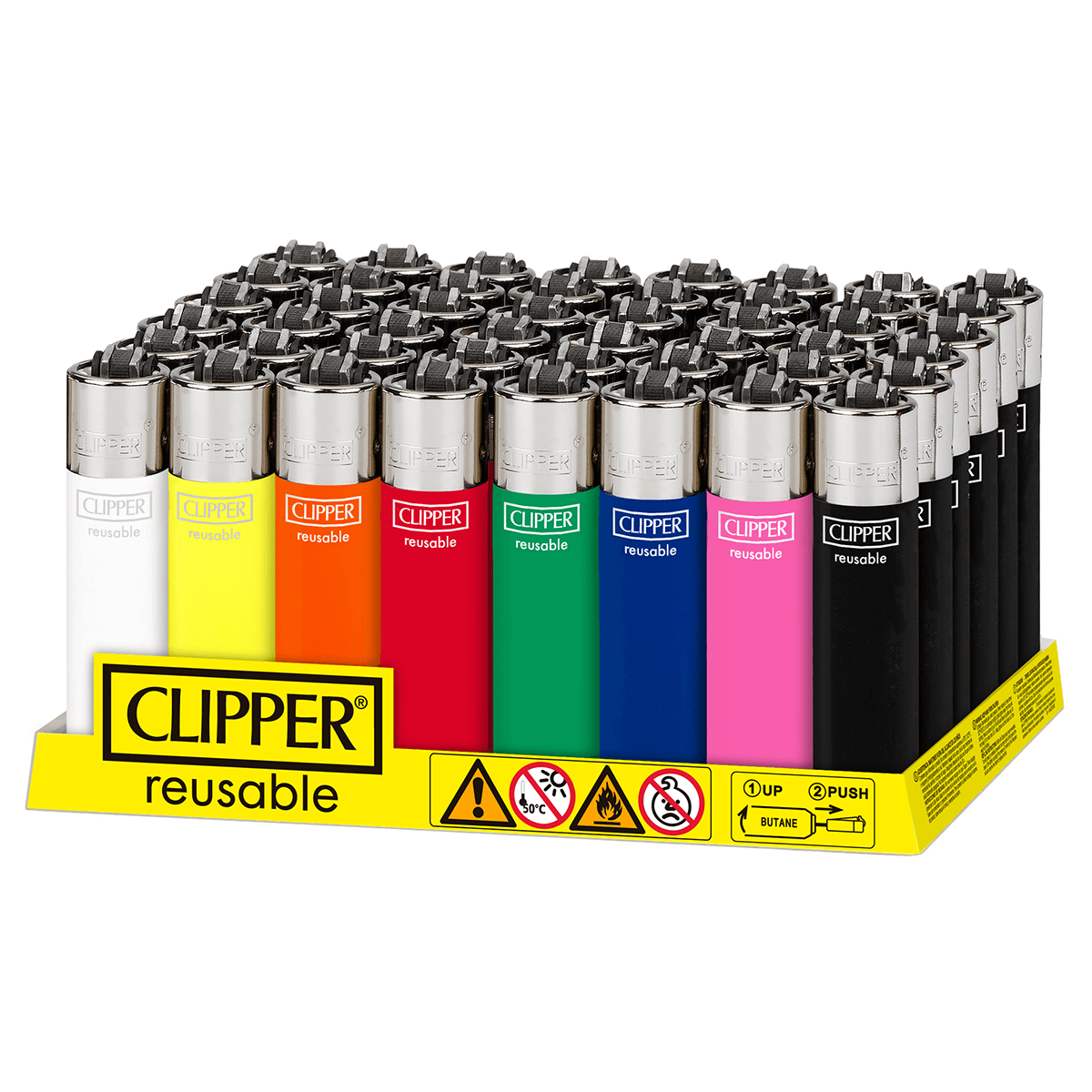 Clipper 11 Lighters Solid Assorted Colors 48Ct