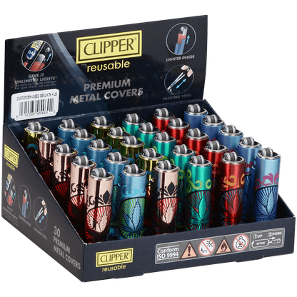 Lighters Clipper Cp22 Metal Covers Leaf Seal 30 Ct. Tray