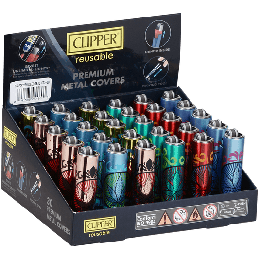Lighters Clipper Cp22 Metal Covers Leaf Seal 30 Ct. Tray