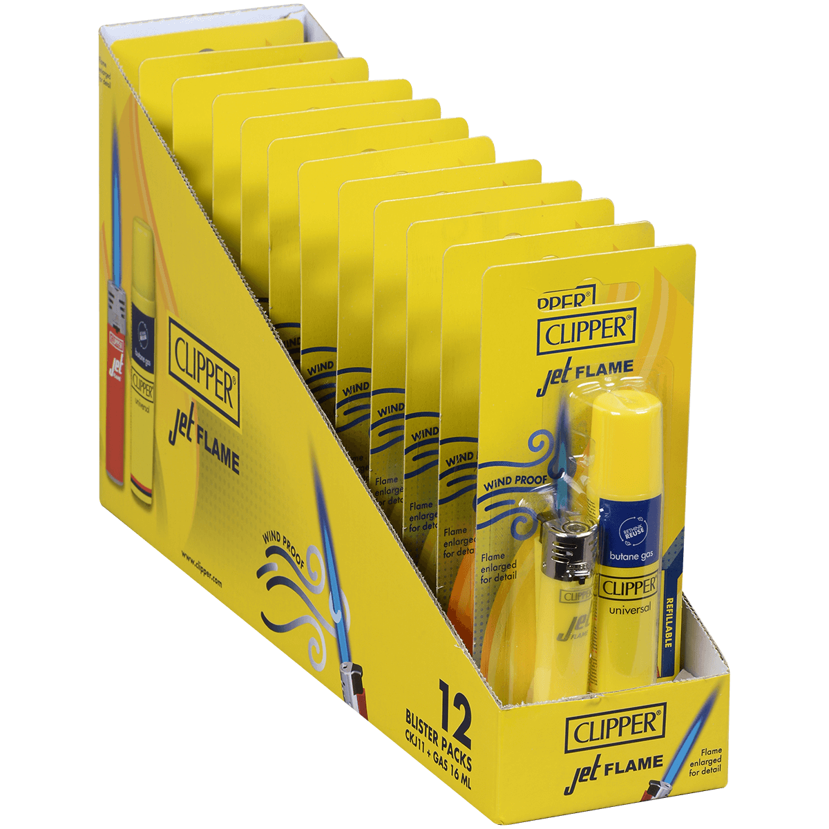Clipper Ckj11 Jetflame Lighter + 16Ml Butane Refill Blister Pack 1 12Ct