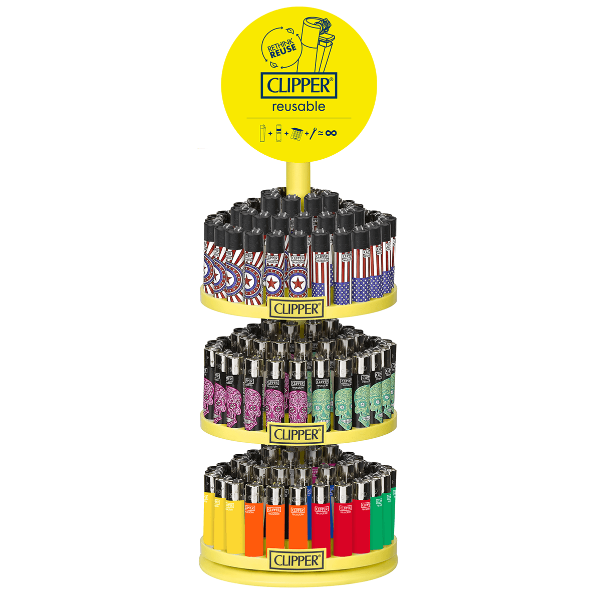 Clipper Cp11 Carousel Mix Lighter Display 144Ct+12F
