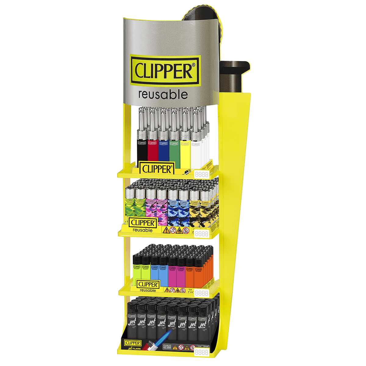 Clipper 4 Tier Lighter Variety 168Ct Display