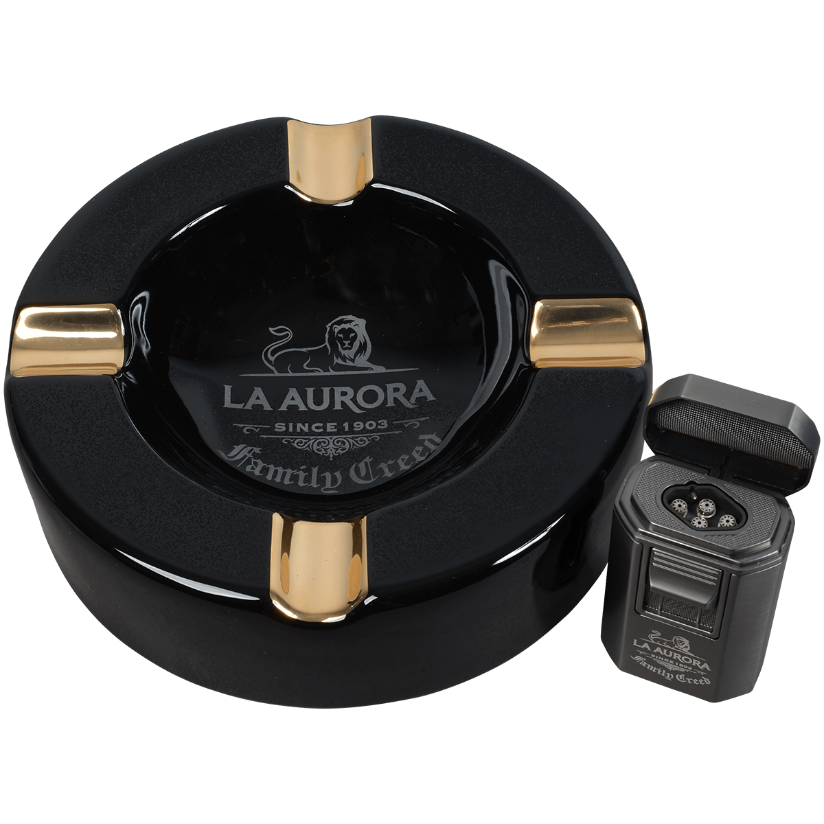 LA AURORA PROMO FAMILY CREED LIGHTER AND ASHTRAY