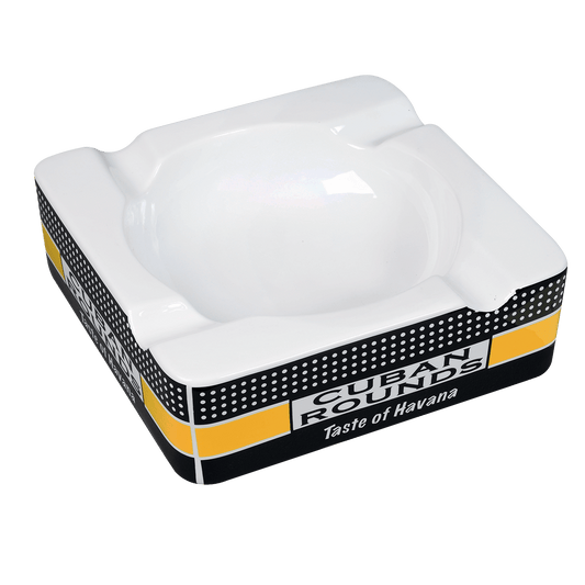 MKTG CUBAN ROUNDS ASHTRAY CERAMIC WHITE COLOR