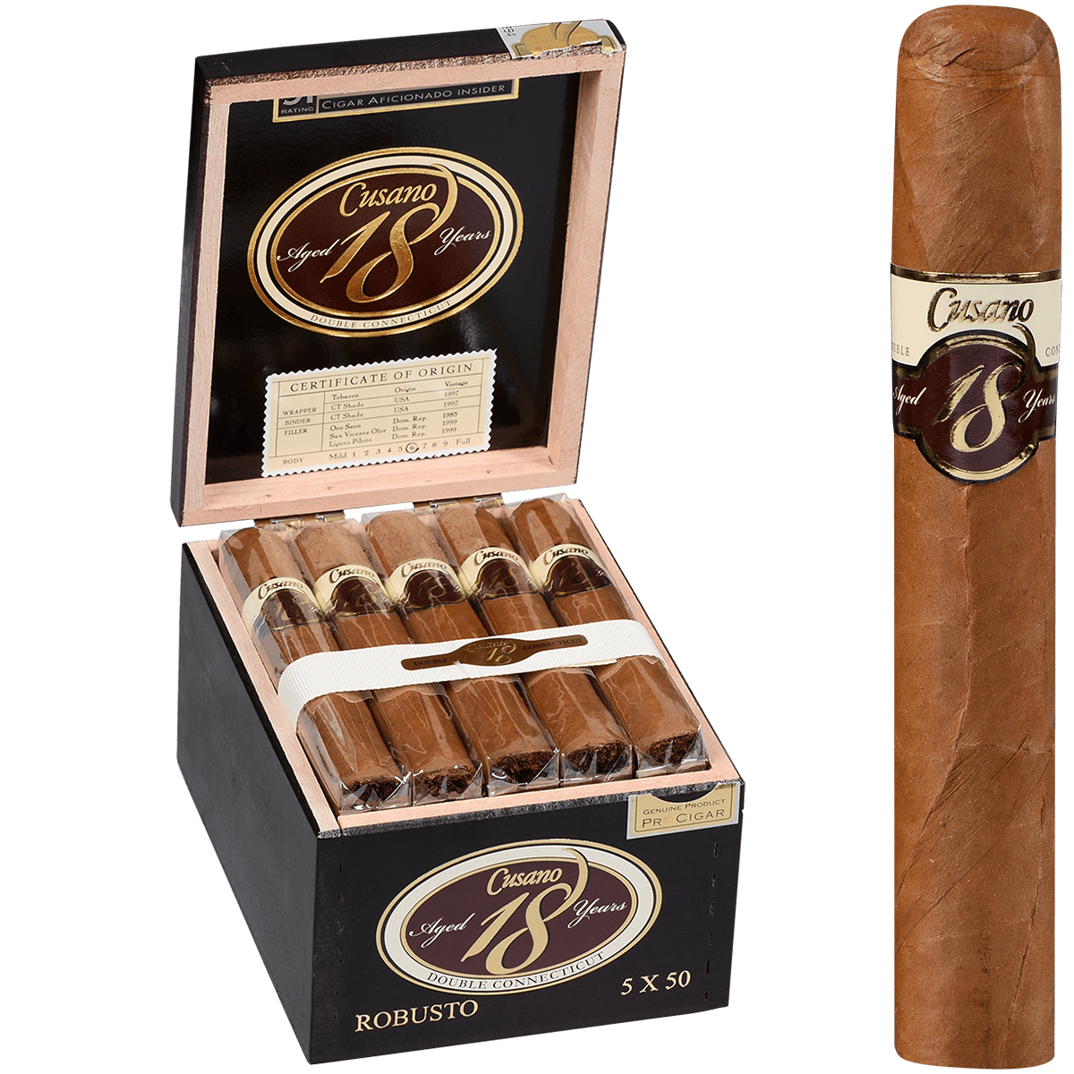 Cusano 18 Double Connecticut Robusto 18 Ct. Box 5.00X50