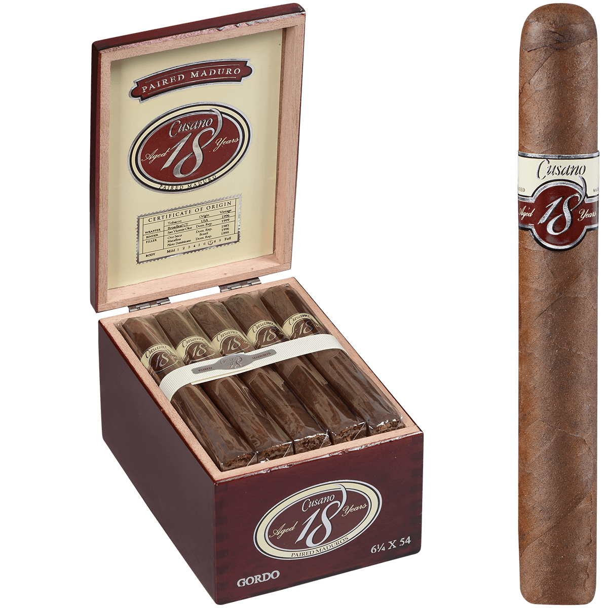 Cusano 18 Paired Maduro Gordo 18 Ct. Box 6.25X54