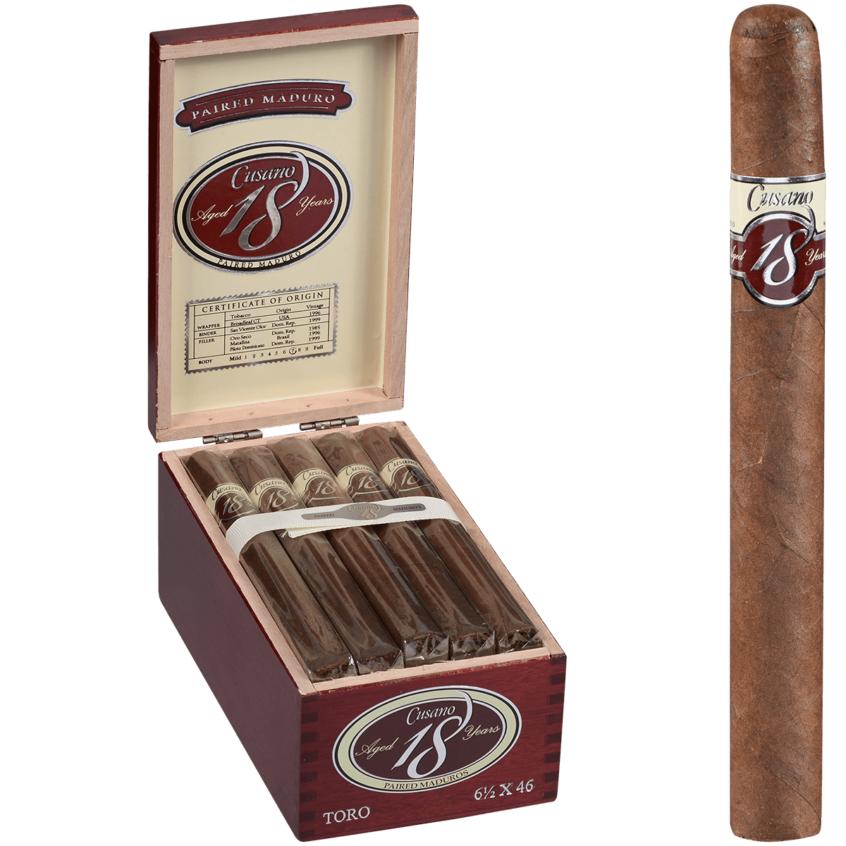 Cusano 18 Paired Maduro Toro 18 Ct. Box 6.50X46