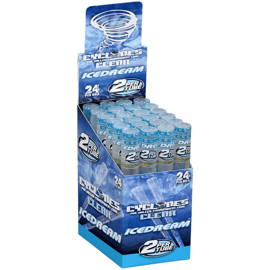 Papers Cyclones 2X Pre-Rolled Clear Cone Ice Dream 24 Ct. Tube Upright Display