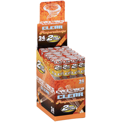 Cyclones 2X Pre-Rolled Clear Cone Pimperschnapps 24 Ct. Tube Upright Display