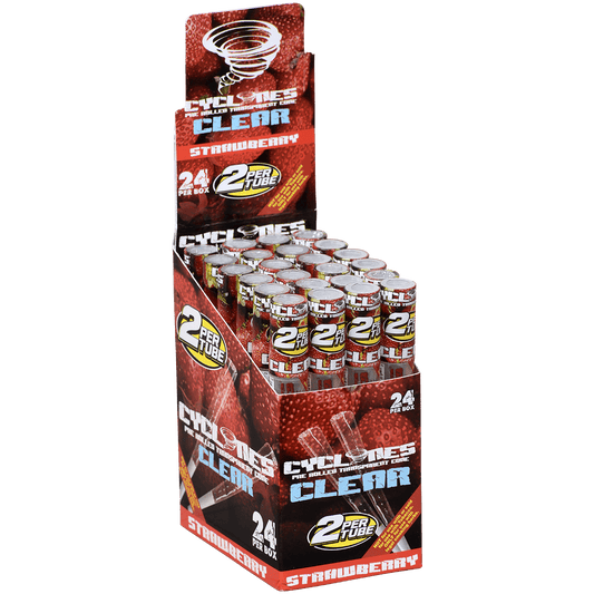 Cyclones 2X Pre-Rolled Clear Cone Strawberry 24 Ct. Tube Upright Display