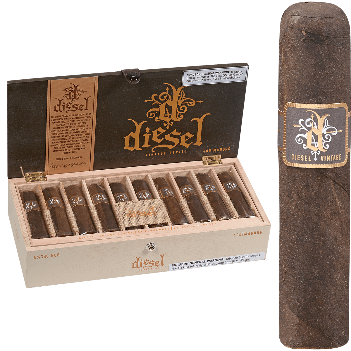 Diesel Vintage Series Maduro Gigante Nub 20 Ct. Box 6.50X60