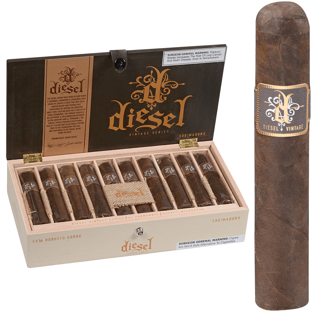 Diesel Vintage Series Maduro Robusto Gordo 20 Ct. Box 5.00X56