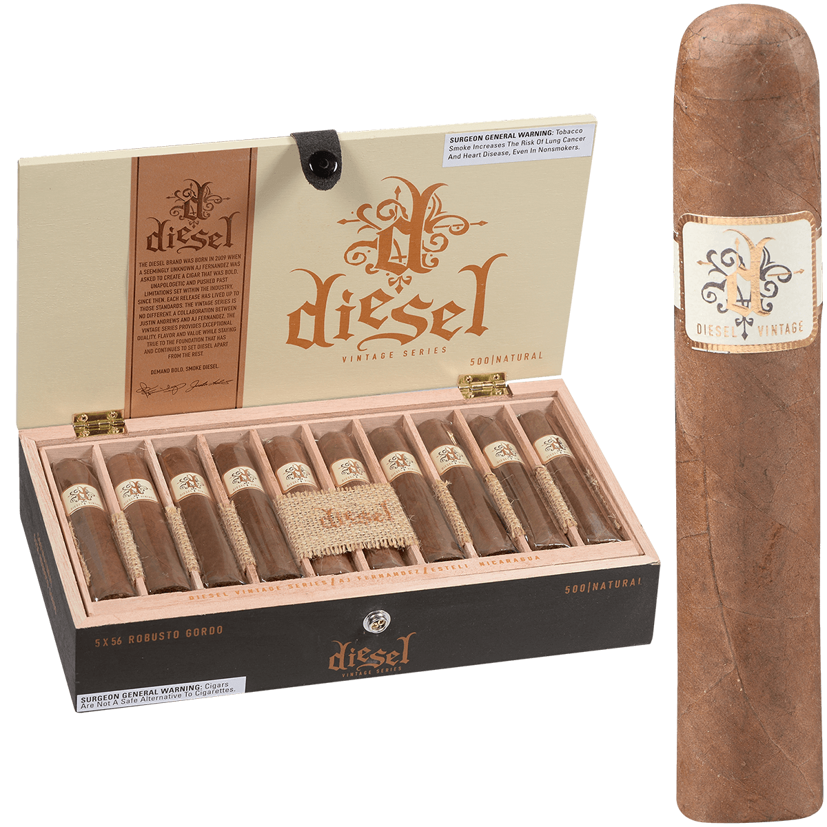 Diesel Vintage Series Natural Robusto Gordo 20 Ct. Box 5.00X56