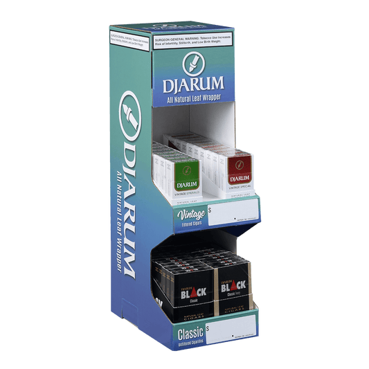 Djarum Vintage Classic Cigars Pre Pack Corrugated Display V-Speical, V-Emerald, C-Black, C-Ivory