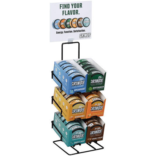 Grinds Coffee Pouches Pre-Packed Retail Rack Display 30 Ct.