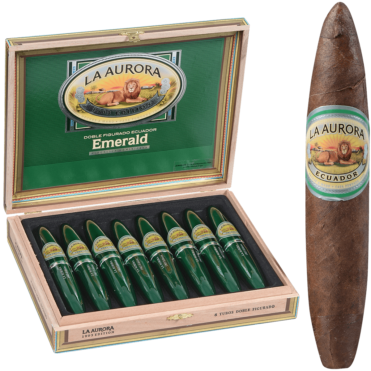 La Aurora Preferidos Emerald Tube 8Ct Box 5X54