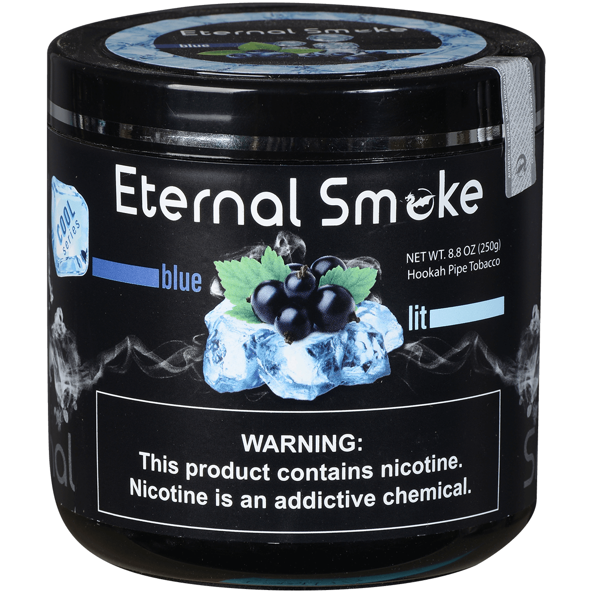Eternal Smoke Hookah Tobacco Blue Lit 250 Gram Jar